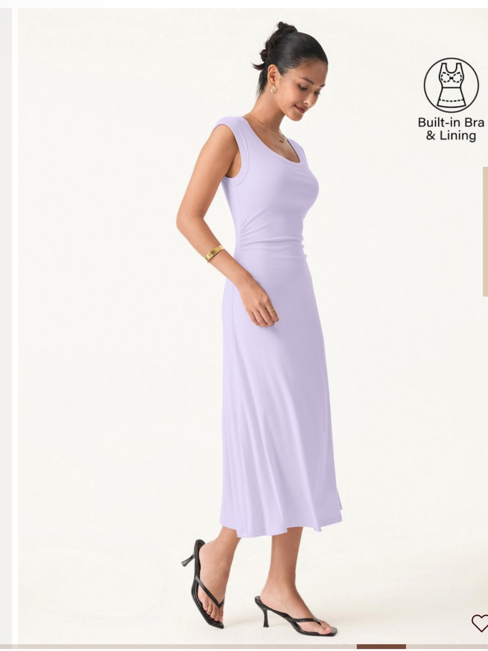 Eco-SkinKiss®
Scoop Neck Side Ruched New Airy Bra Midi Dress